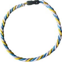 Load image into Gallery viewer, Columbia Blue and White and Gold Triad Team Color Necklace