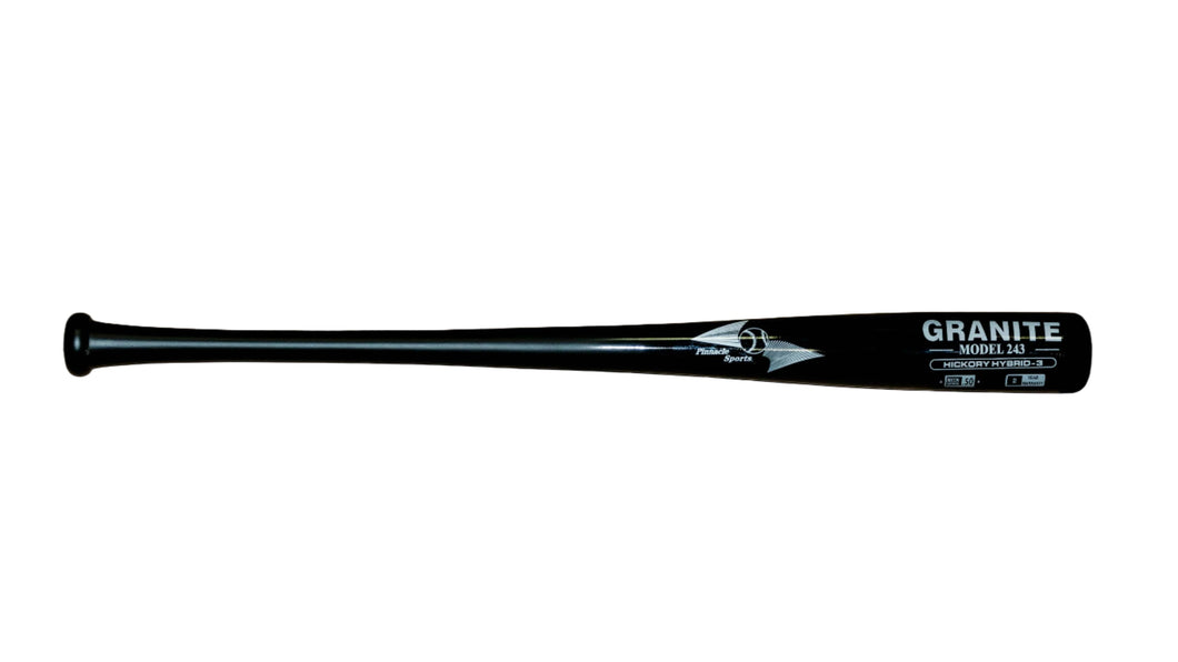 Hickory Wood & Bamboo Baseball Bat Hybrid - Granite Hybrid Series Model 243 Pinnacle Sports - BBCOR Approved - 2 Year Warranty