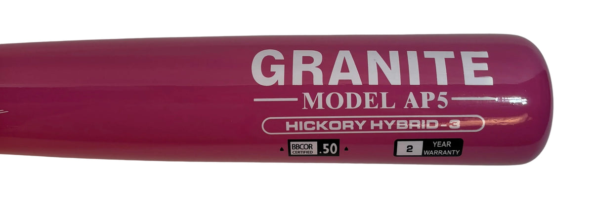 Hickory Wood & Bamboo Baseball Bat Hybrid - Granite Hybrid Series Models SQ29, 271 & 243 Pinnacle Sports - BBCOR Approved - 2 Year Warranty