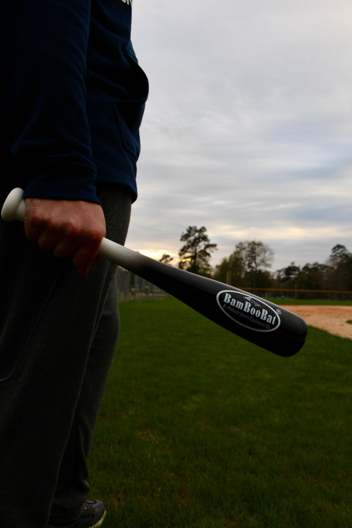 Black Baseball Softball 18" One Hand Training Bat in Hand