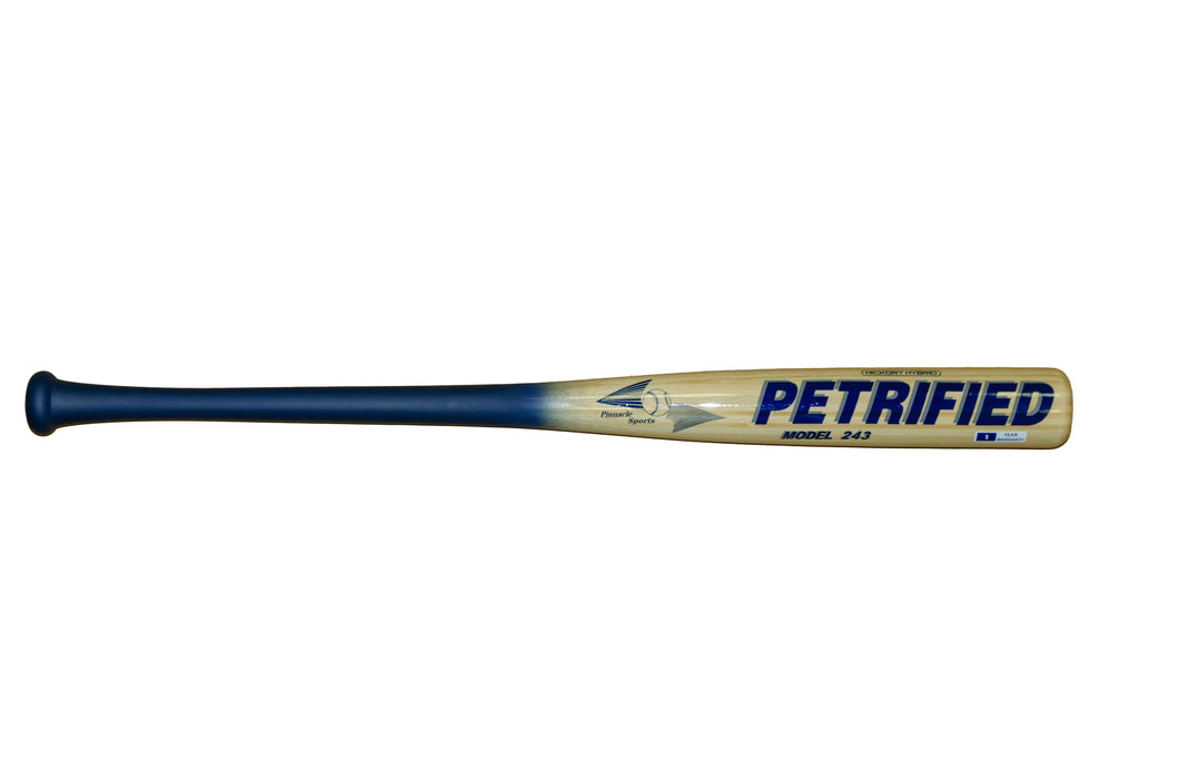 Hickory Wood & Bamboo Baseball Bat Hybrid - Petrified Model - BBCOR Approved - 1 Year Warranty